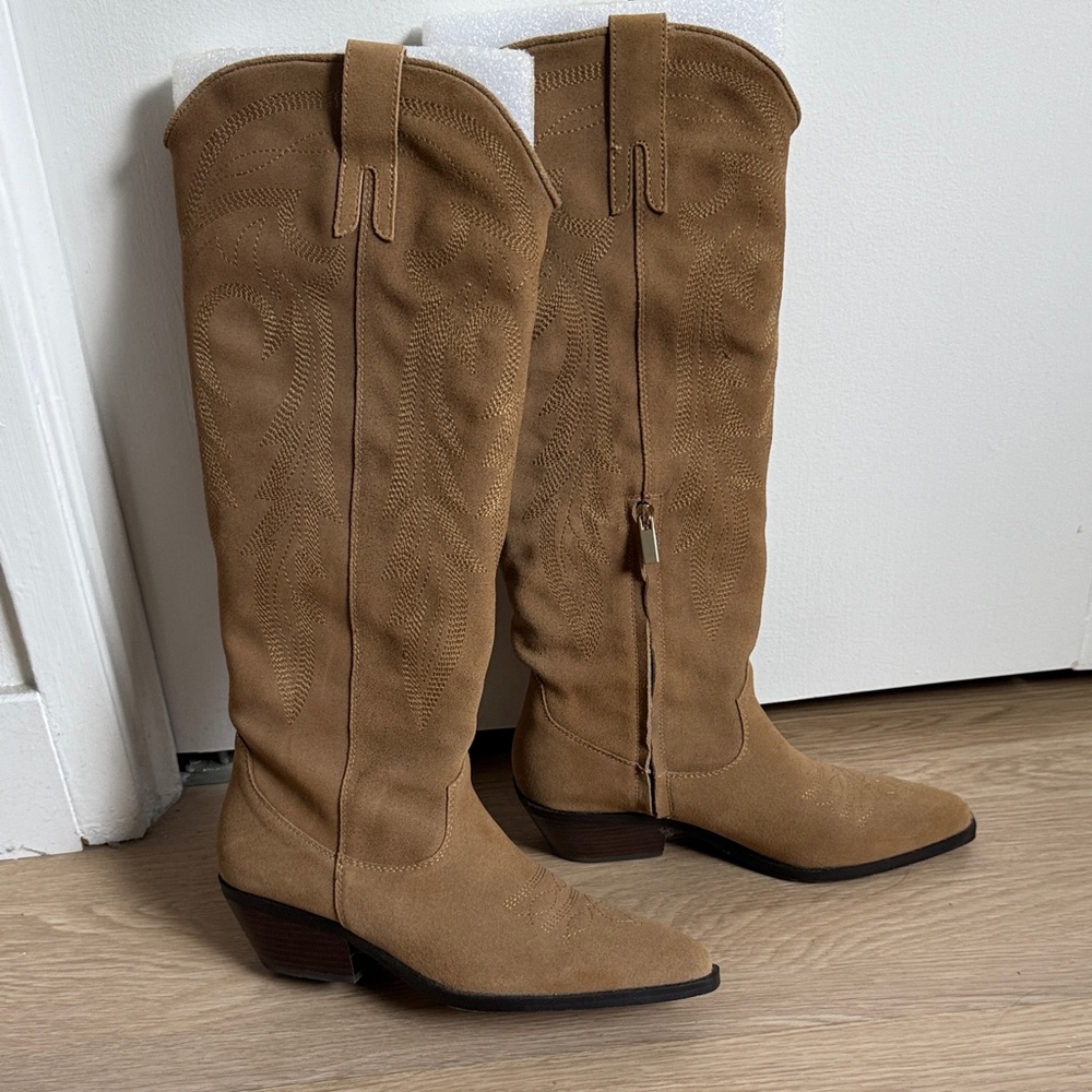 Silent D Tan Suede Cowgirl Boots - image 6